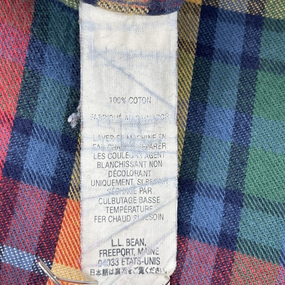 LL BEAN Shirt Mens M Scotch Plaid Flannel Slightly Fitted Button Down Red Green - Picture 10 of 14